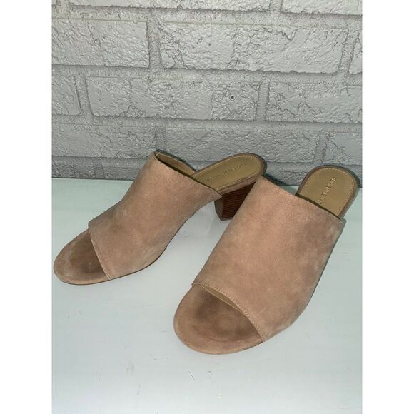 Adrienne Vittadini Suede Peep Toe Nude Heeled Sandal Size 8.5 - Picture 3 of 10